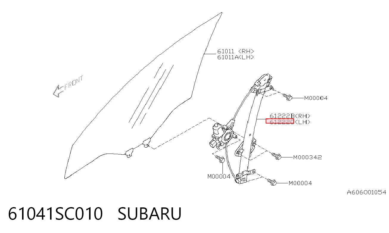 61041SC010 Subaru Mecanismo de acionamento de vidro da porta dianteira esquerda