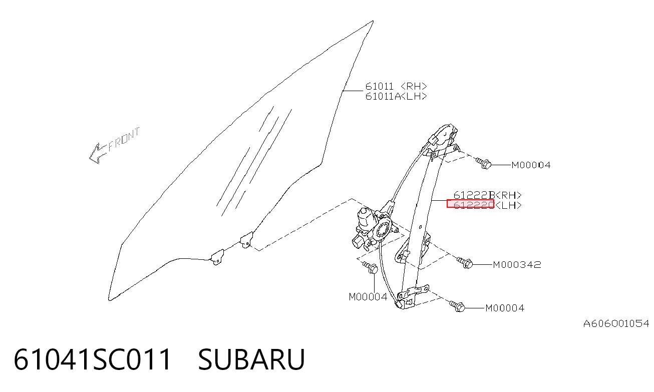 61041SC011 Subaru Mecanismo de acionamento de vidro da porta dianteira esquerda