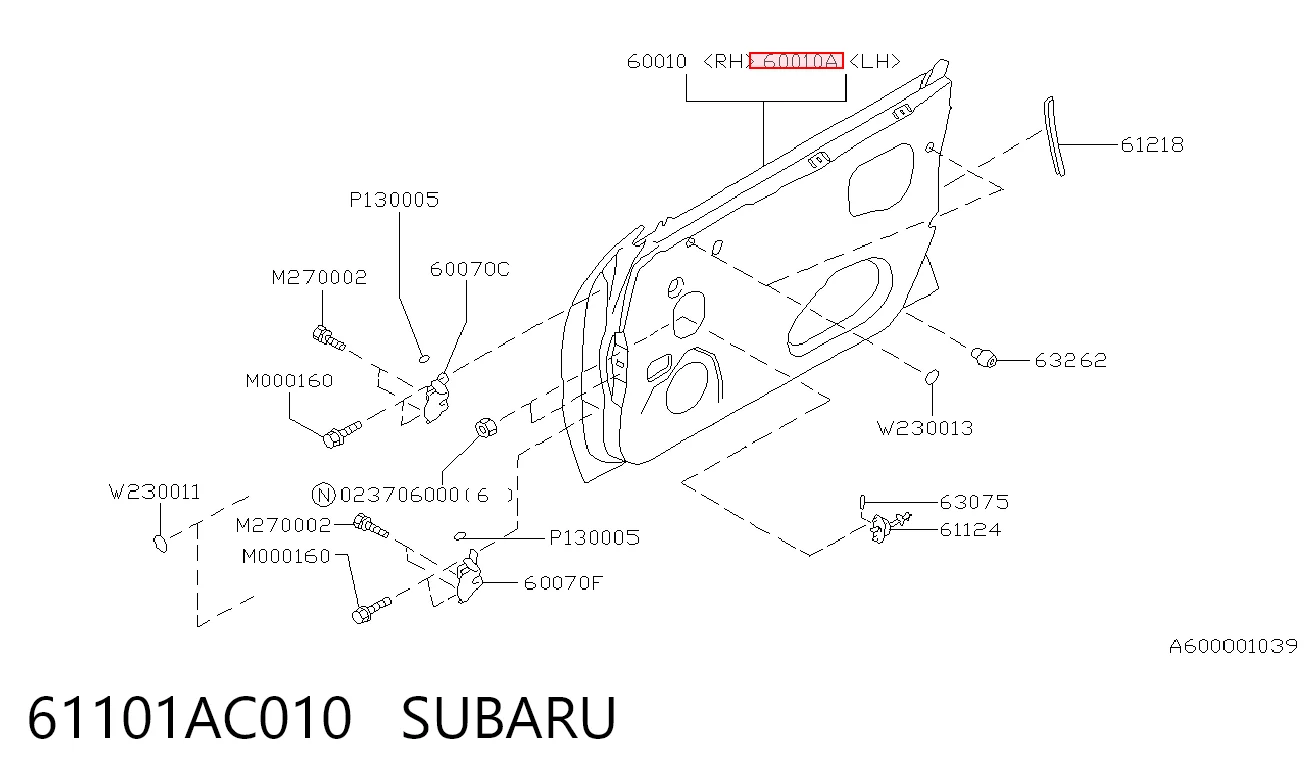 Porta dianteira esquerda para Subaru Legacy BD, BG