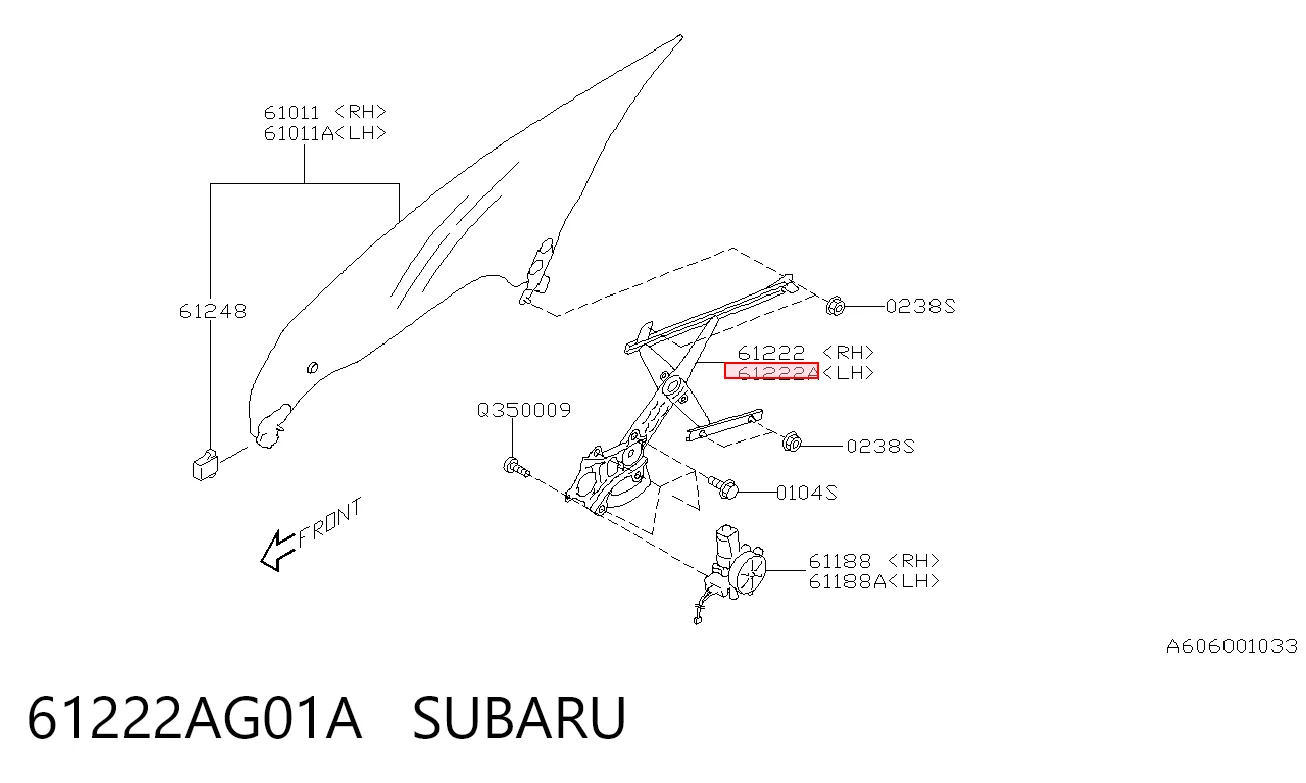 Mecanismo de acionamento de vidro da porta dianteira esquerda Subaru Legacy IV B13 ao melhor preço