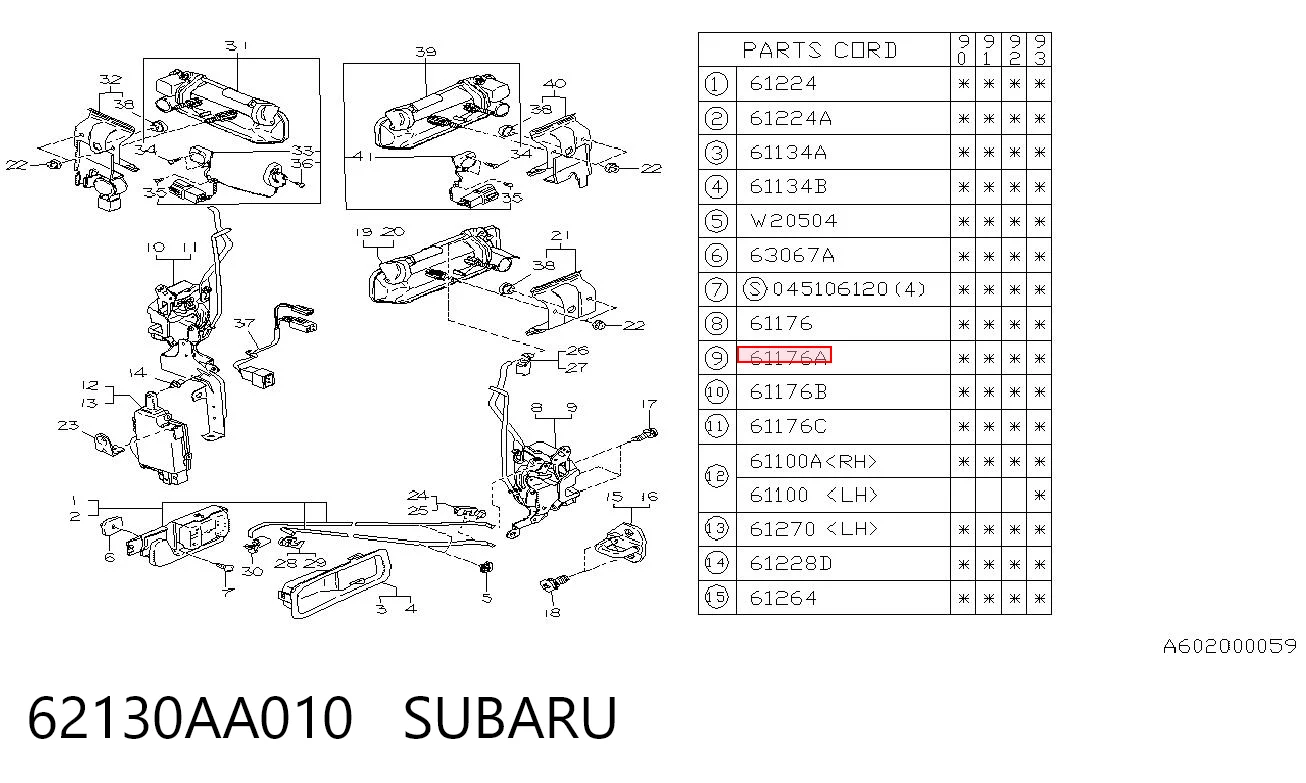 Fecho da porta dianteira esquerda Subaru Legacy I BC ao melhor preço