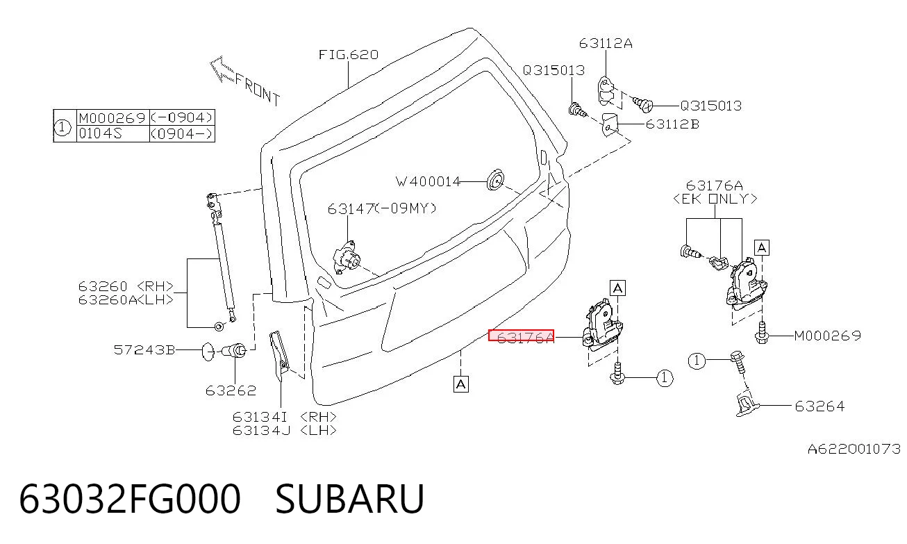 63032FG000 Subaru Fecho de tampa de porta-malas (de 3ª/5ª porta traseira)