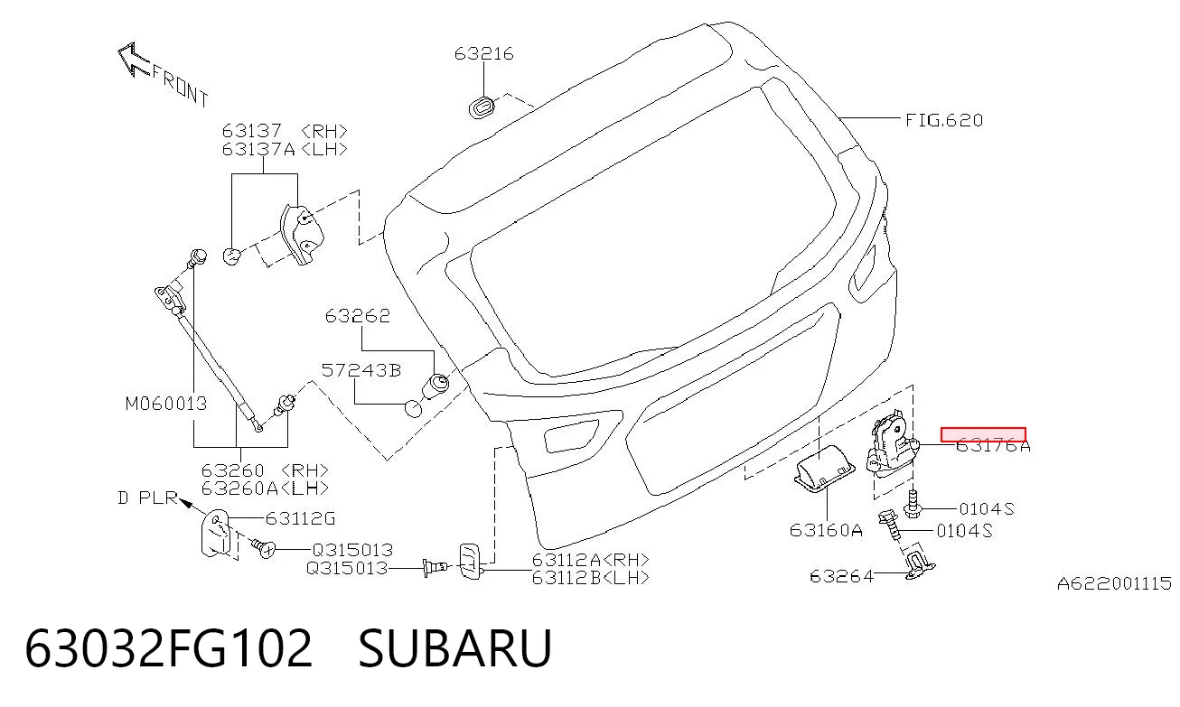 63032FG102 Subaru Fecho de tampa de porta-malas (de 3ª/5ª porta traseira)
