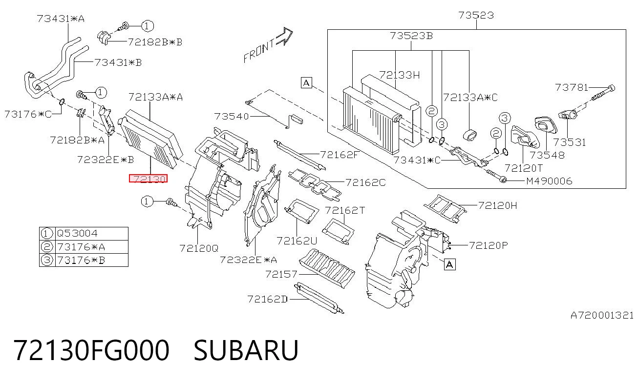 72130FG000 Subaru Radiador de forno (de aquecedor)