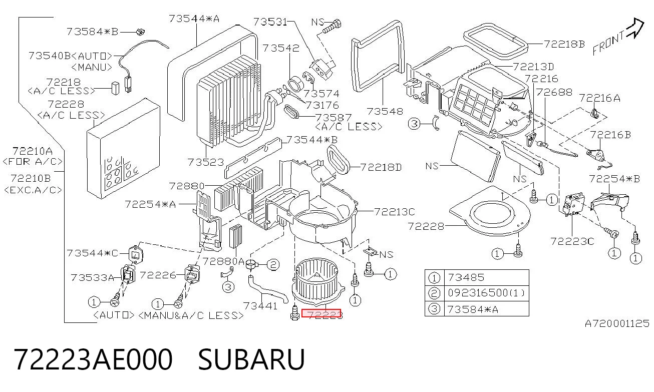 72223AE000 Subaru Motor de ventilador de forno (de aquecedor de salão)