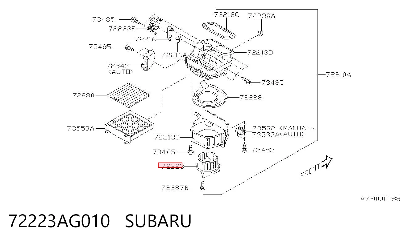 72223AG010 Subaru Motor de ventilador de forno (de aquecedor de salão)