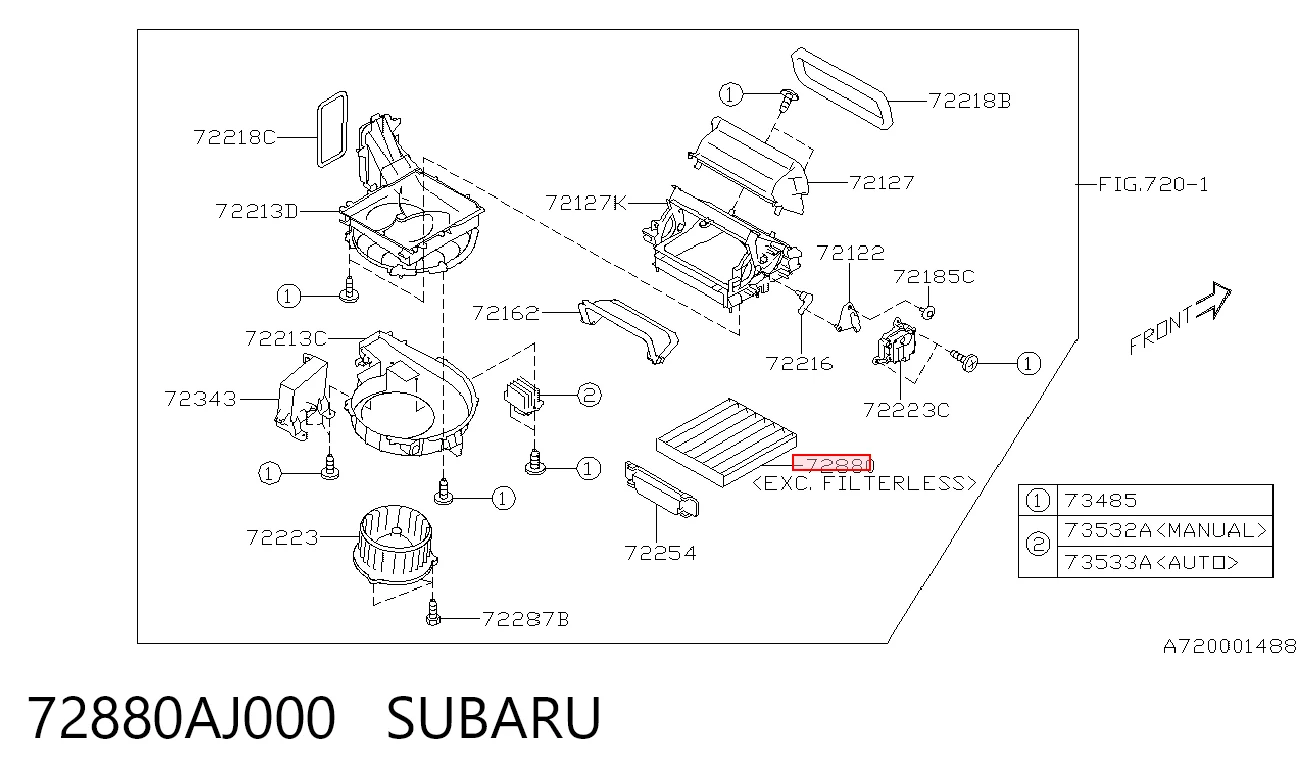 72880AJ000 Subaru Filtro de salão