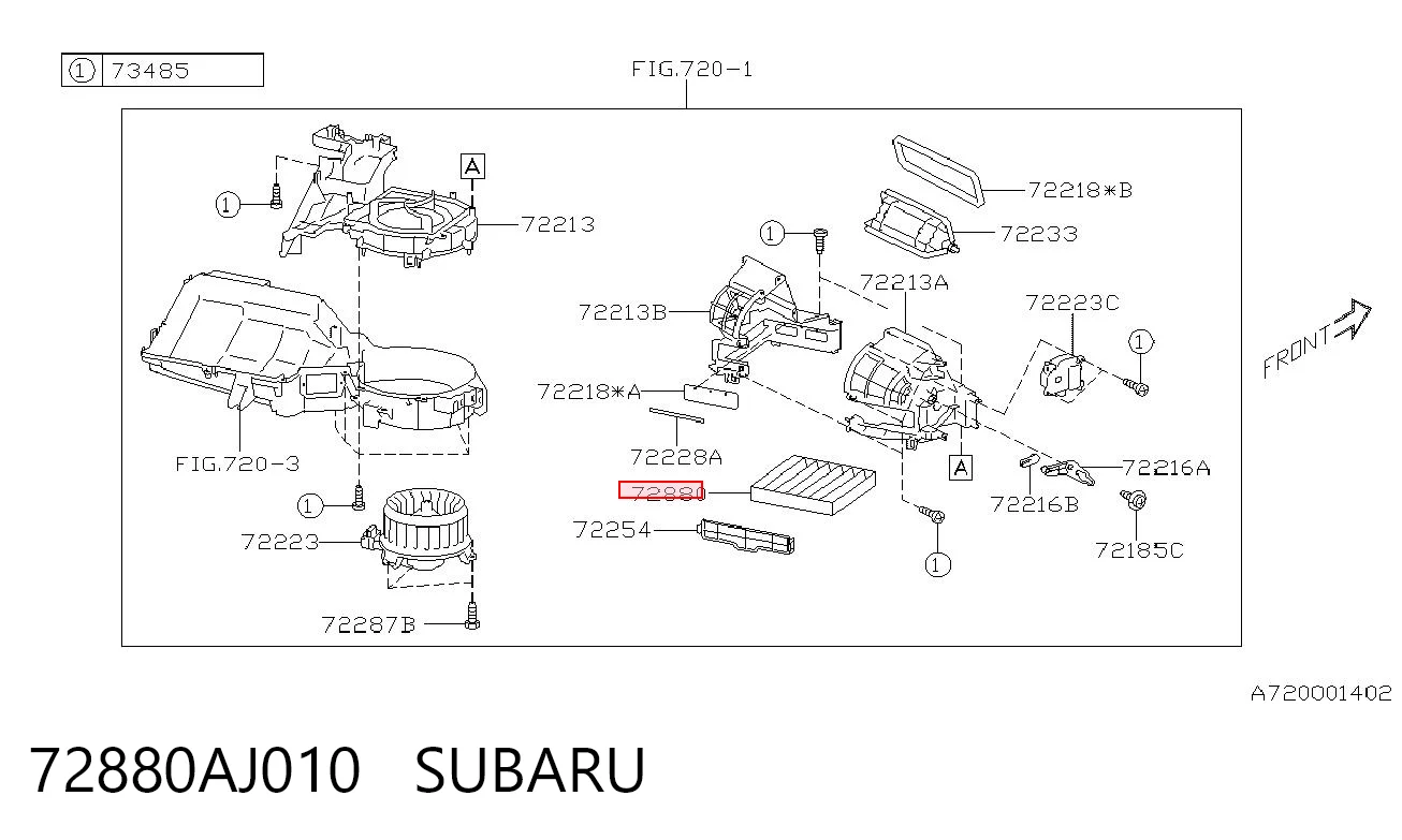 72880AJ010 Subaru Filtro de salão