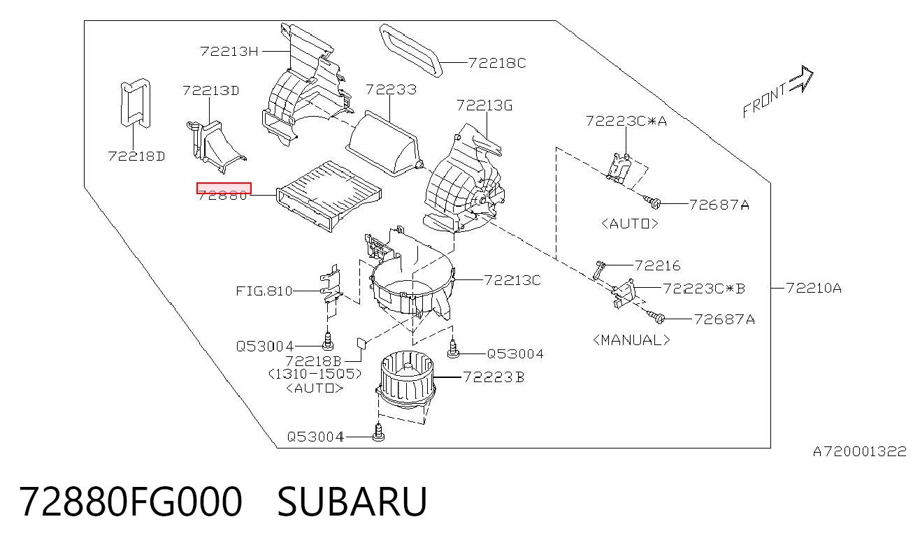 72880FG000 Subaru Filtro de salão