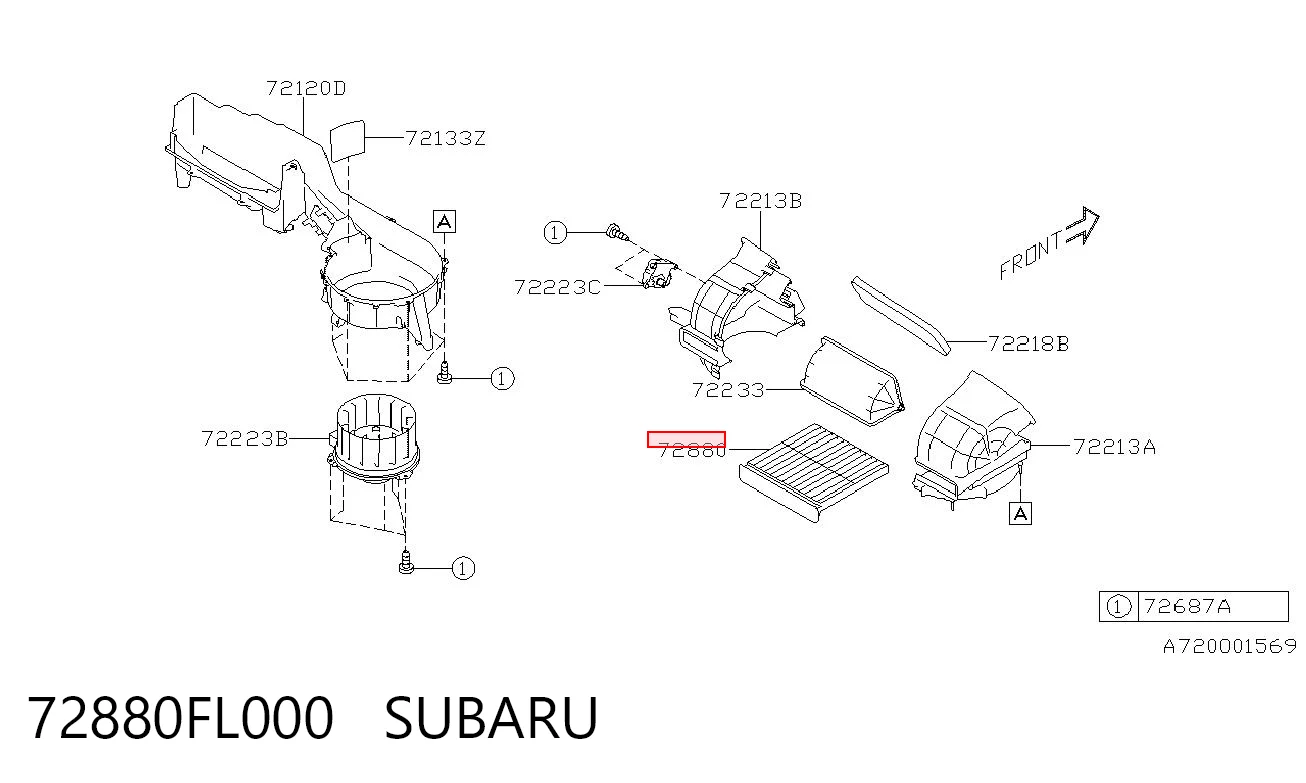 72880FL000 Subaru Filtro de salão