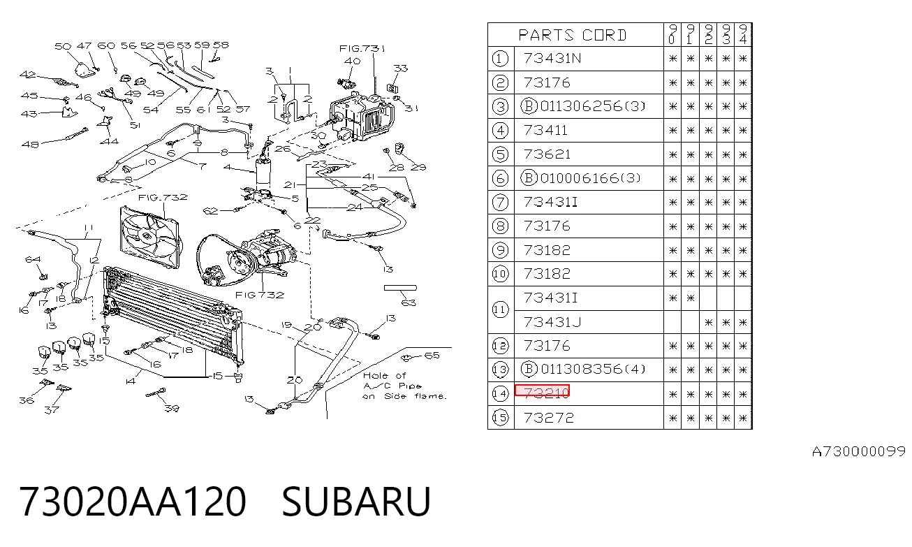 Radiador de aparelho de ar condicionado Subaru Legacy I sedan (BC) (1989 - 1994) I