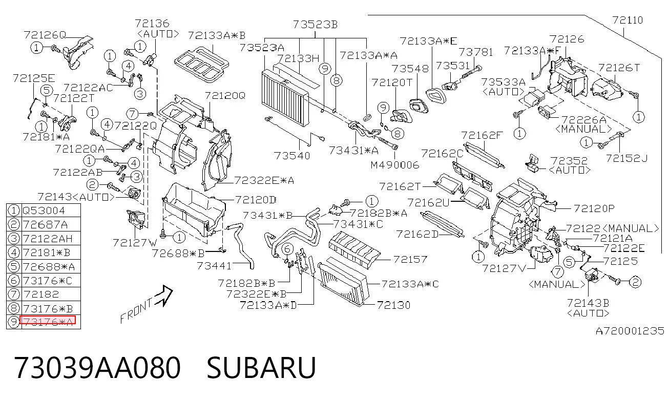 73039AA080 Subaru Vedante anular de tubo de aparelho de ar condicionado