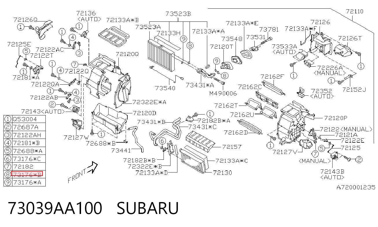 73039AA100 Subaru Vedante anular de tubo de aparelho de ar condicionado