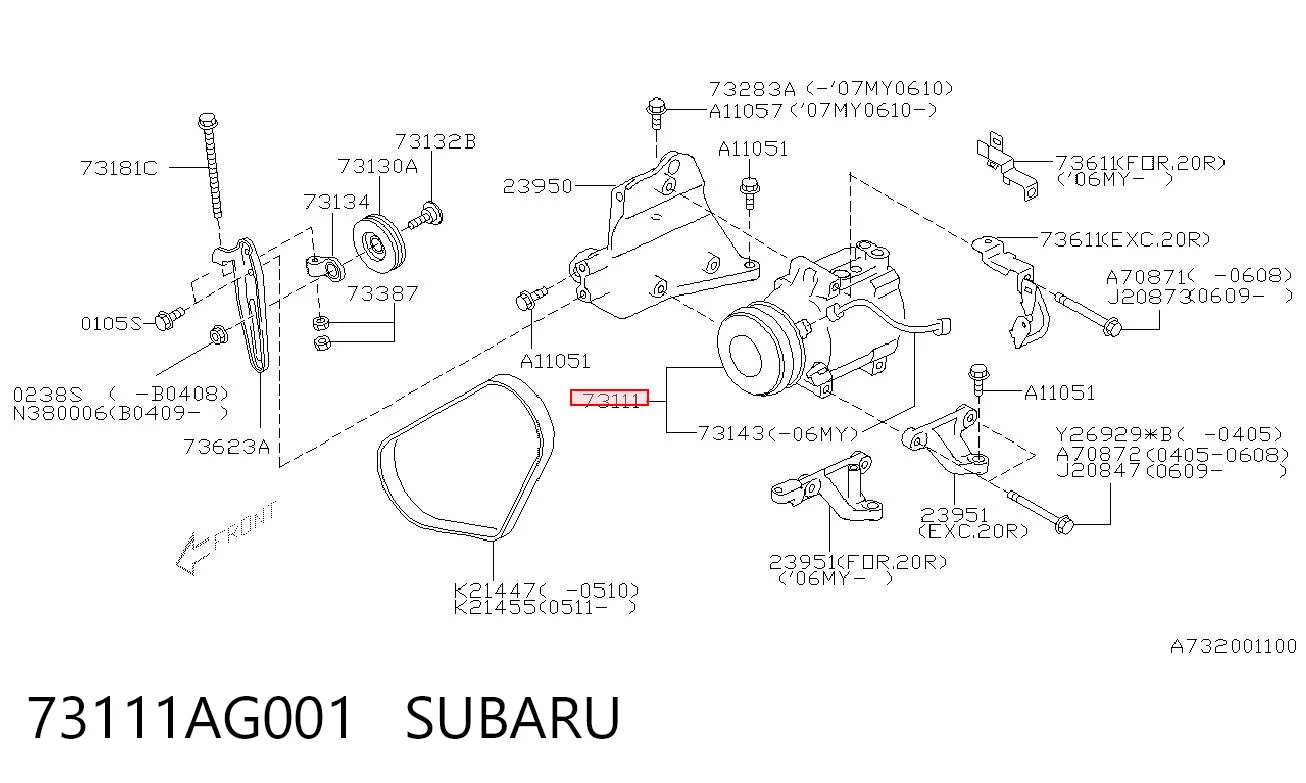 73111AG001 Subaru Compressor de aparelho de ar condicionado