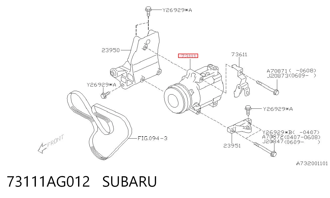 73111AG012 Subaru Compressor de aparelho de ar condicionado