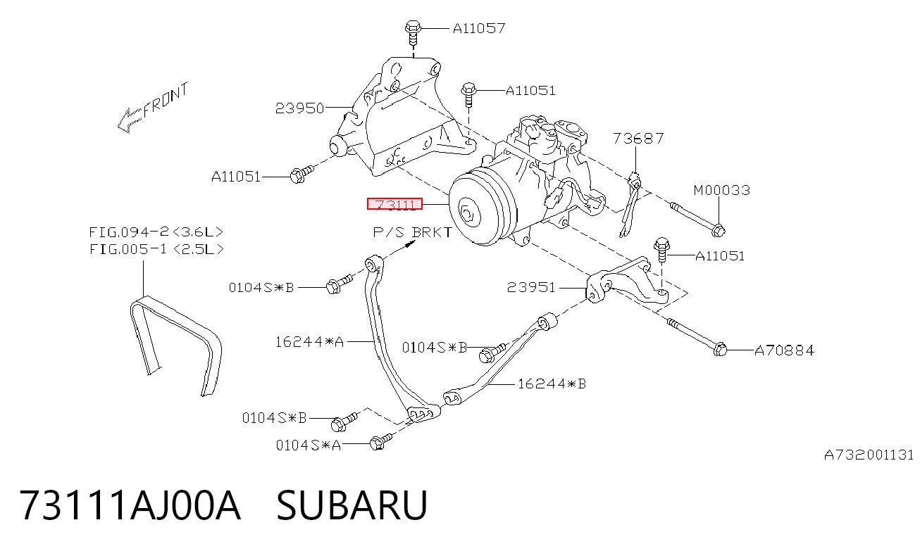 73111AJ00A Subaru Compressor de aparelho de ar condicionado
