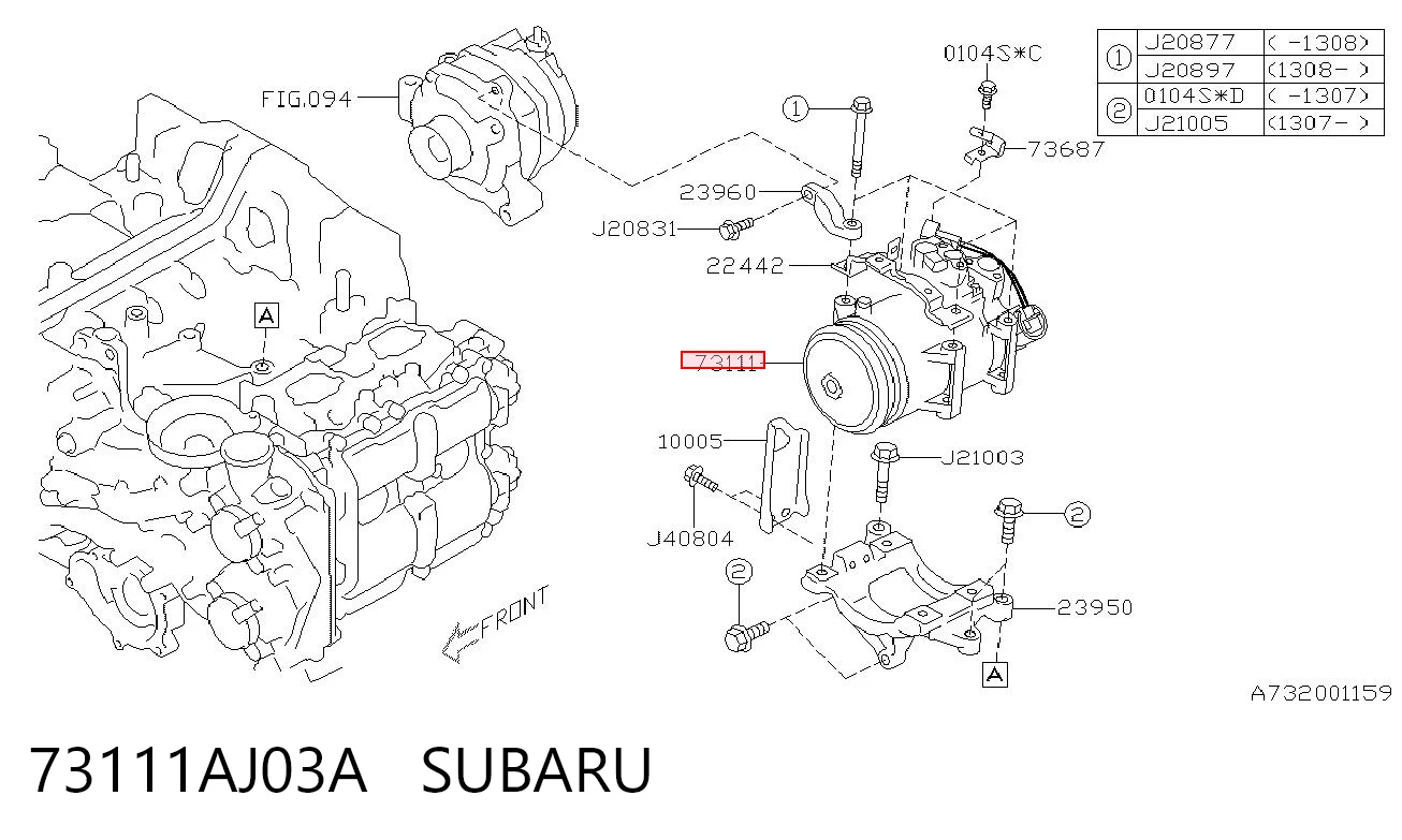73111AJ03A Subaru Compressor de aparelho de ar condicionado