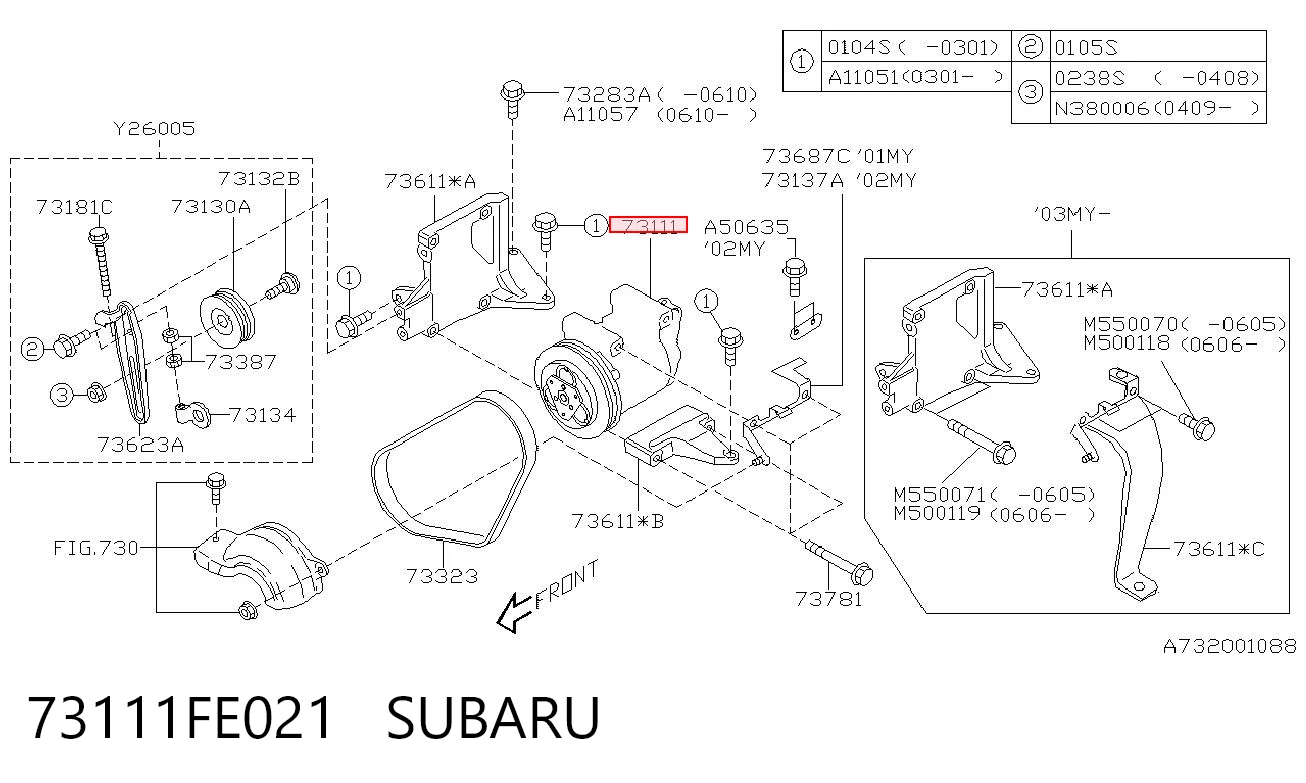 73111FE021 Subaru Compressor de aparelho de ar condicionado