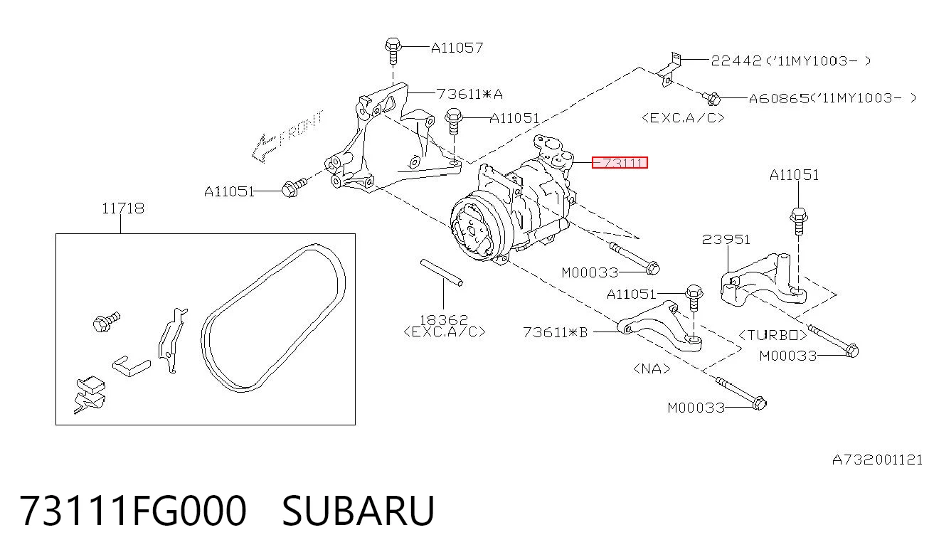 73111FG000 Subaru Compressor de aparelho de ar condicionado