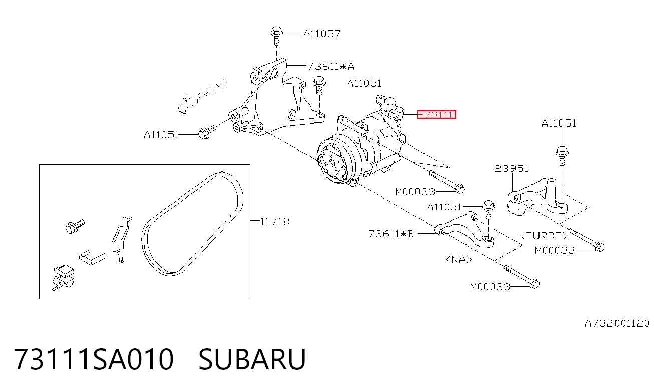 73111SA010 Subaru Compressor de aparelho de ar condicionado