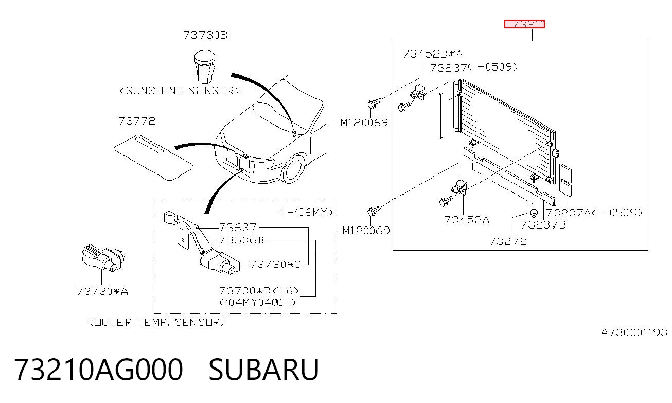 73210AG000 Subaru Radiador de aparelho de ar condicionado
