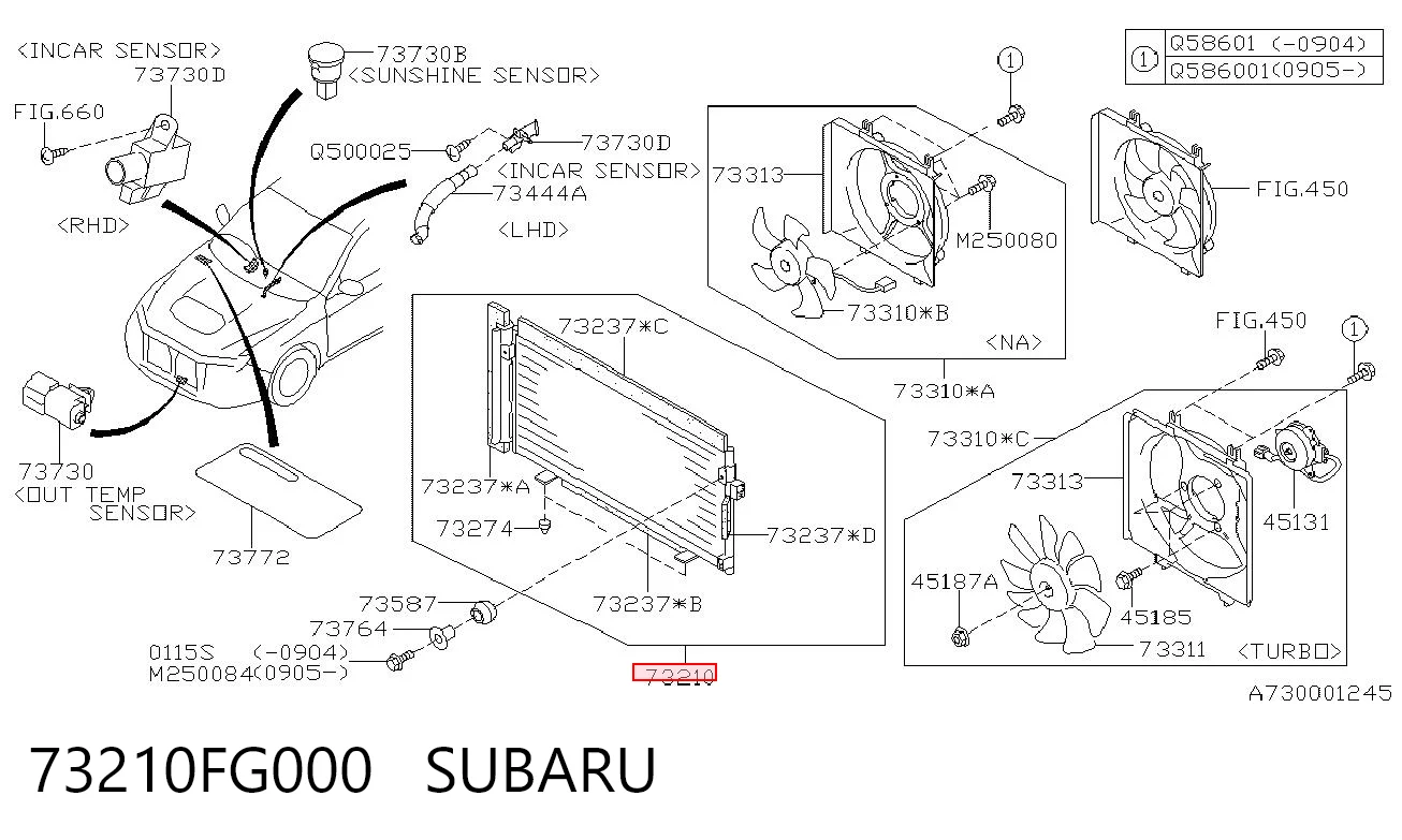 73210FG000 Subaru Radiador de aparelho de ar condicionado