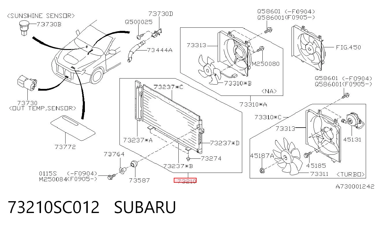 73210SC012 Subaru Radiador de aparelho de ar condicionado