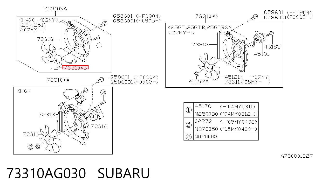 73310AG030 Subaru Difusor do radiador de aparelho de ar condicionado, montado com roda de aletas e o motor