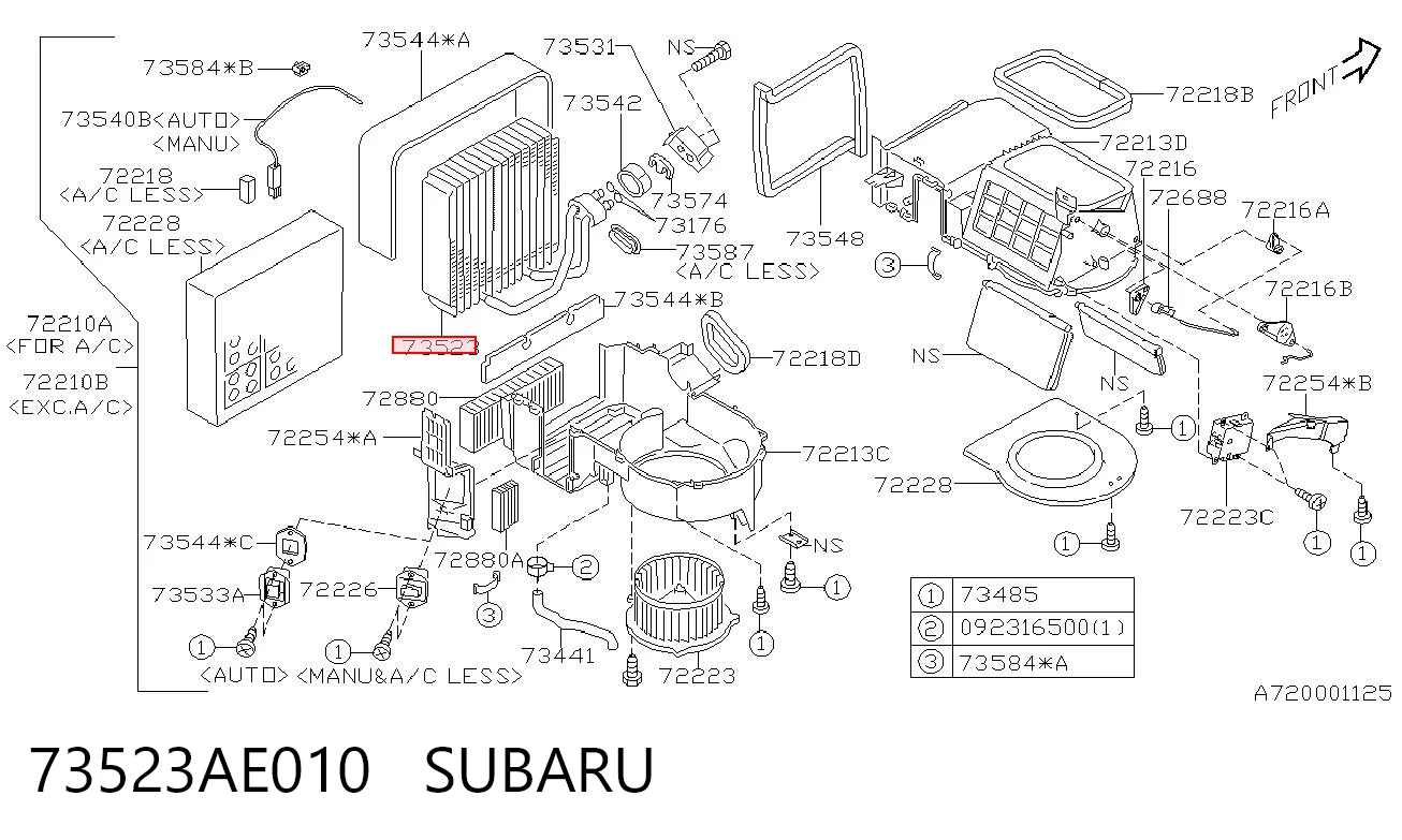 73523AE010 Subaru Vaporizador de aparelho de ar condicionado
