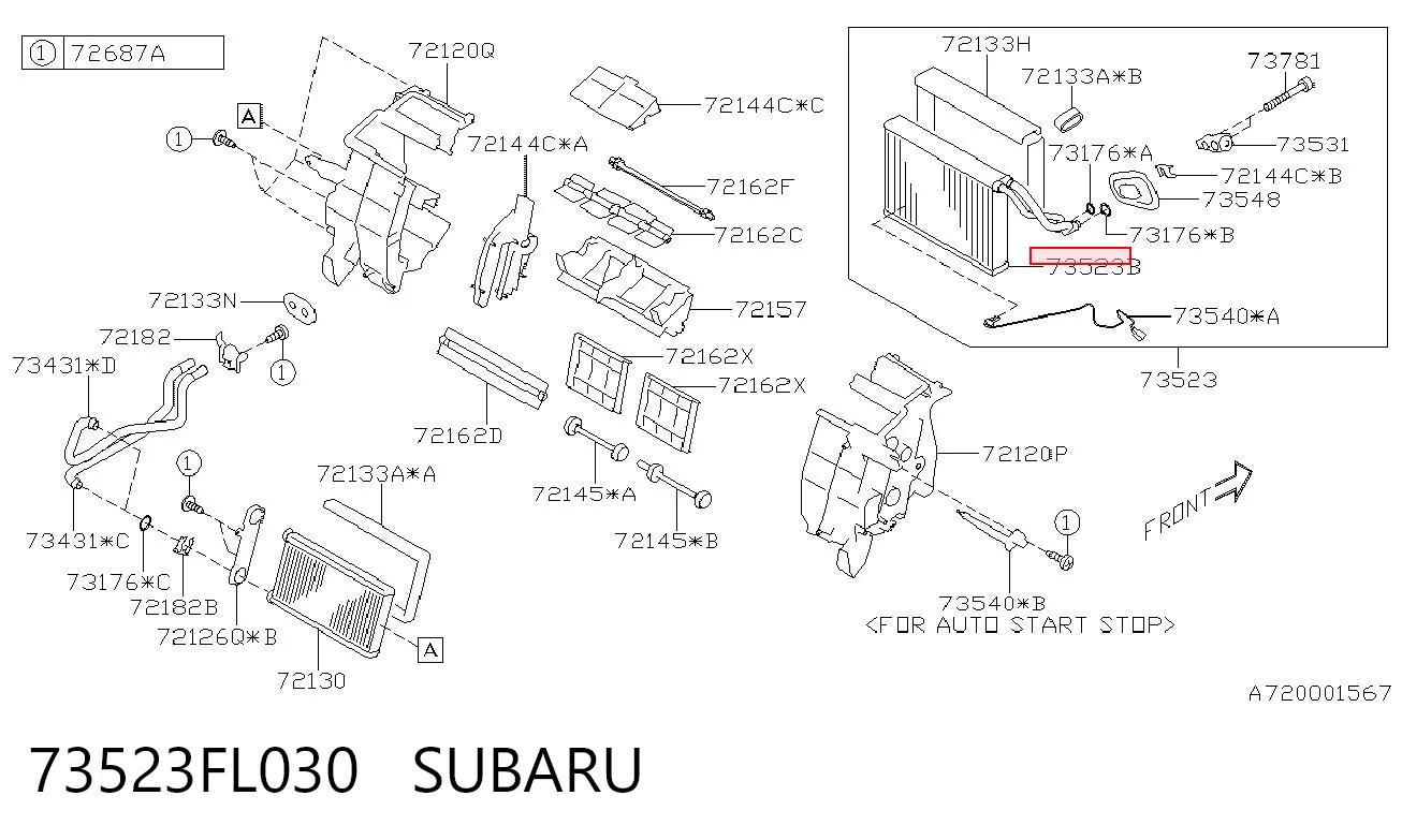 73523FL030 Subaru Vaporizador de aparelho de ar condicionado