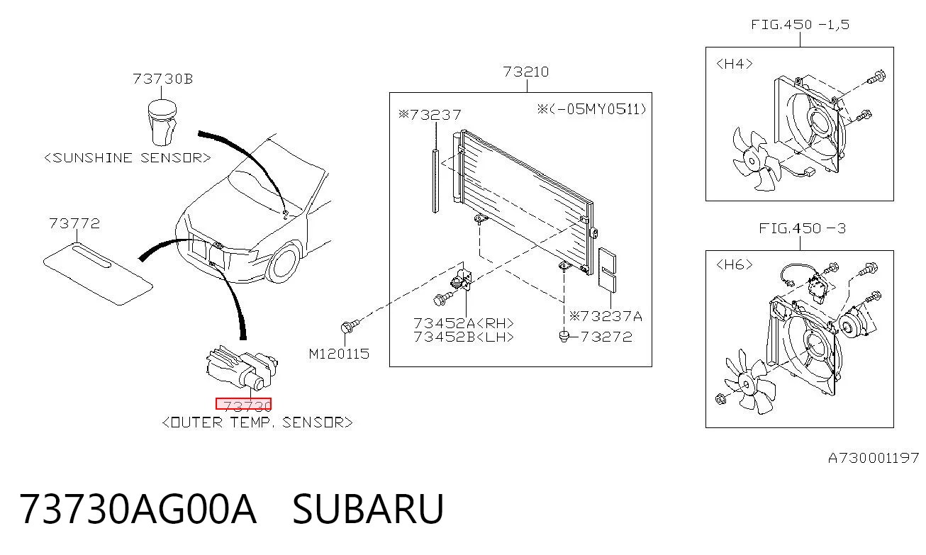 73730AG00A Subaru Sensor de temperatura do meio ambiente