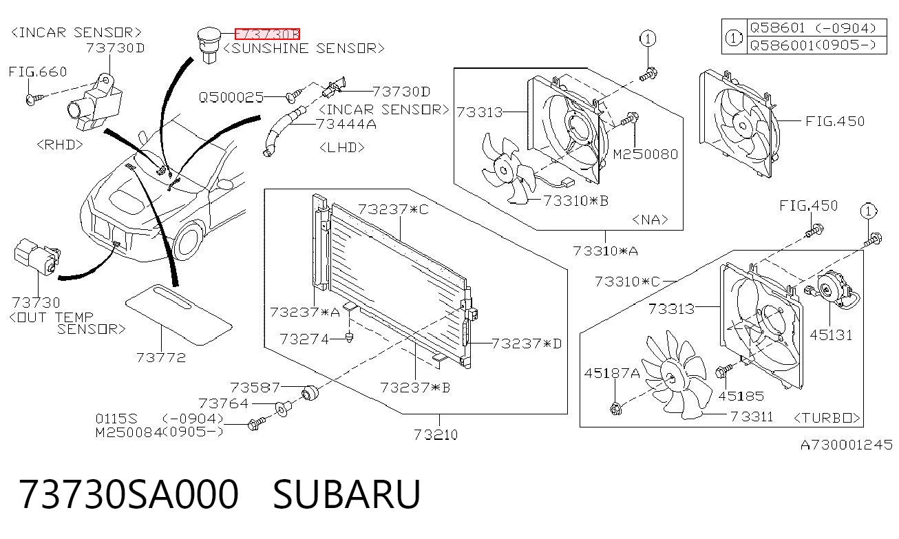 73730SA000 Subaru Sensor de iluminação