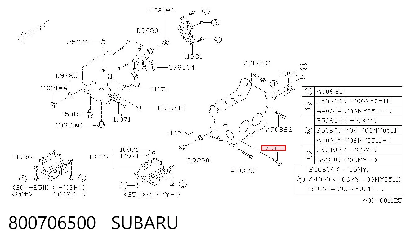 800706500 Subaru 