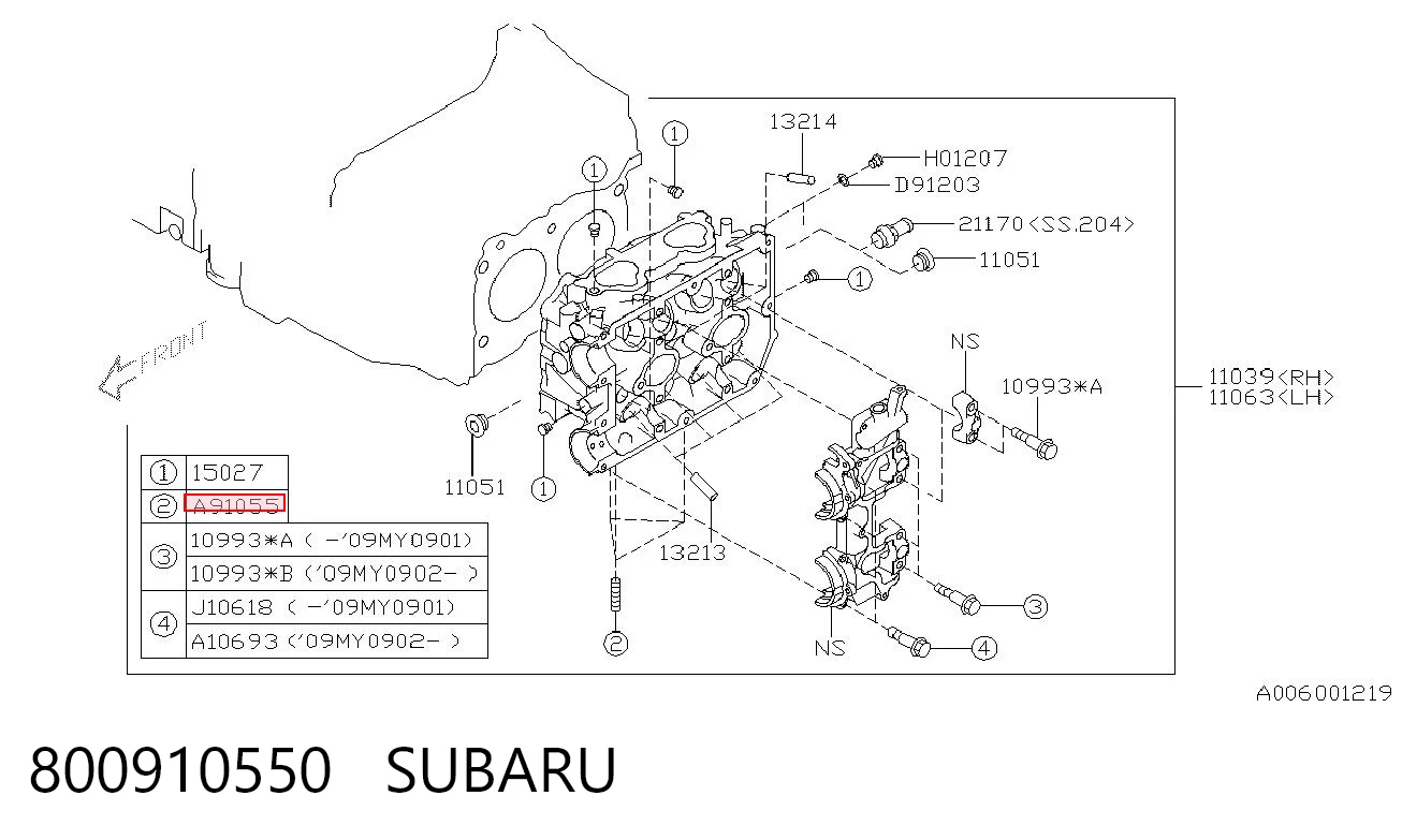 800910550 Subaru Parafuso (prego) de tubo coletor de escape