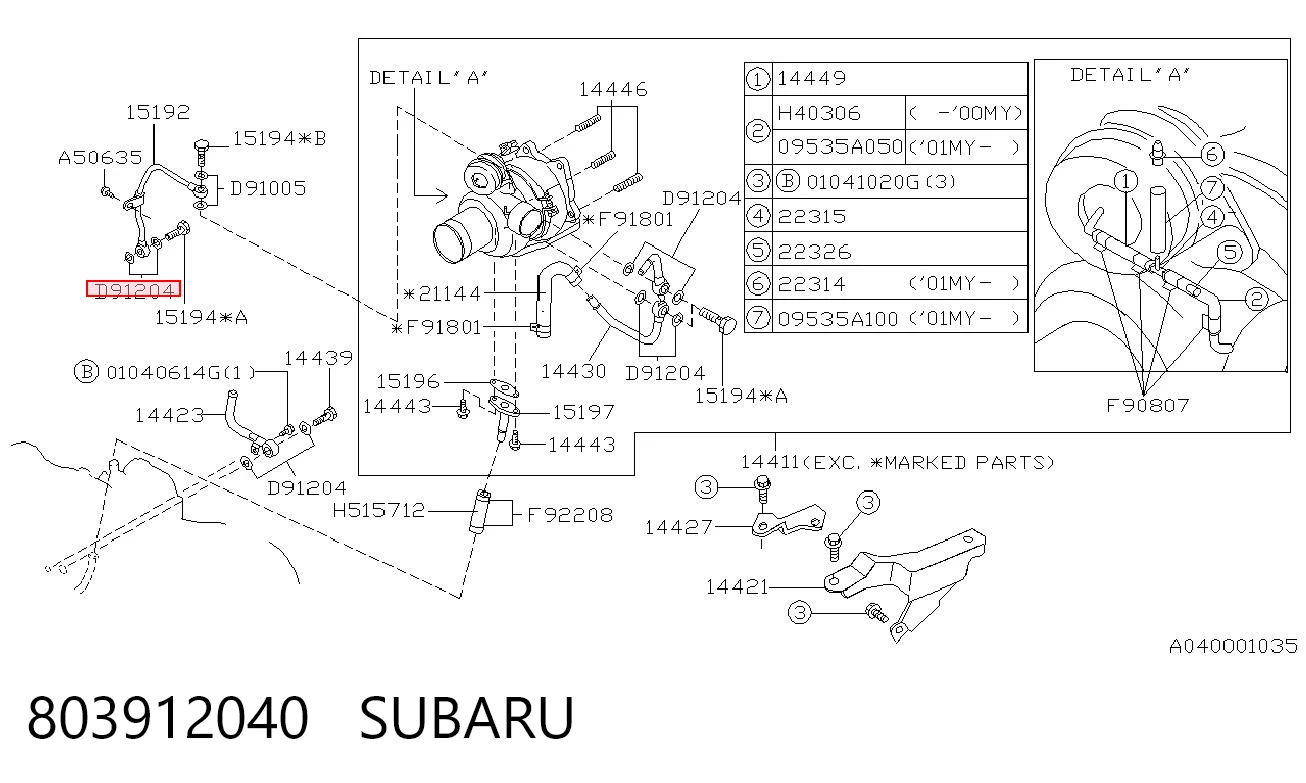 803912040 Subaru Vedante de rolha de panela de motor