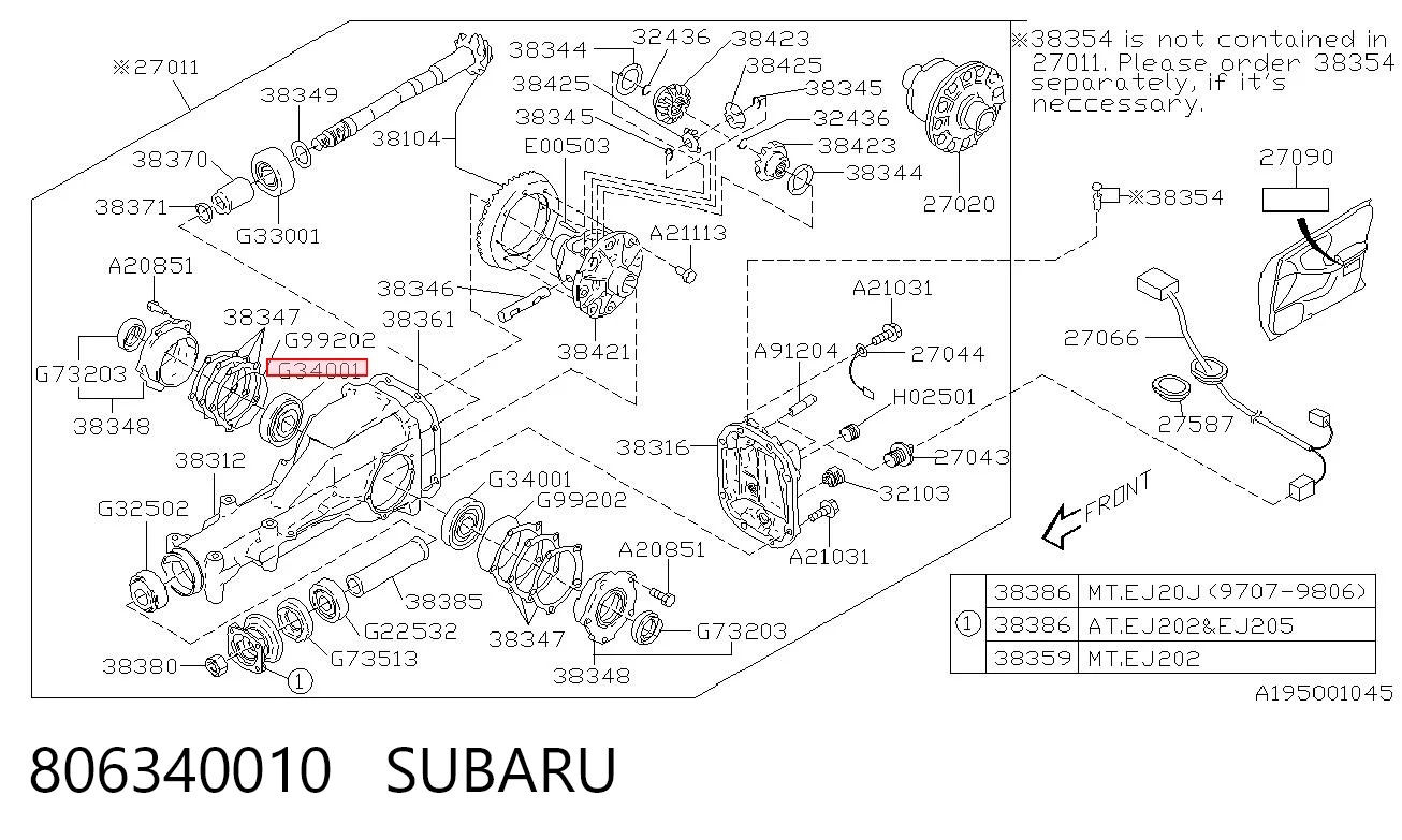 806340010 Subaru