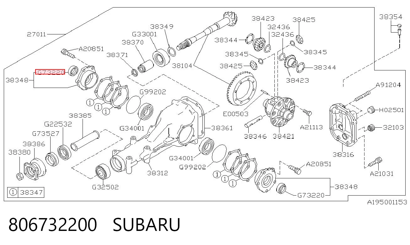 806732200 Subaru Bucim de redutor do eixo traseiro
