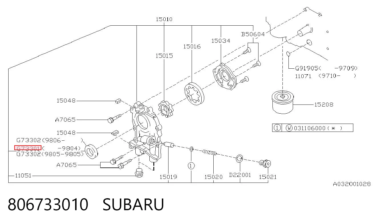 806733010 Subaru Vedação dianteira de cambota de motor