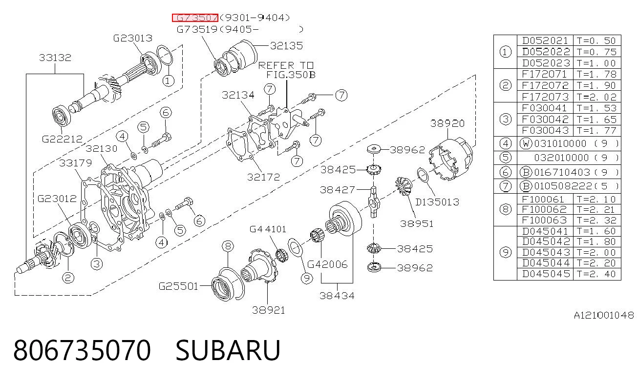 806735070 Subaru Bucim da Caixa Automática de Mudança (de árvore de saída/secundária)