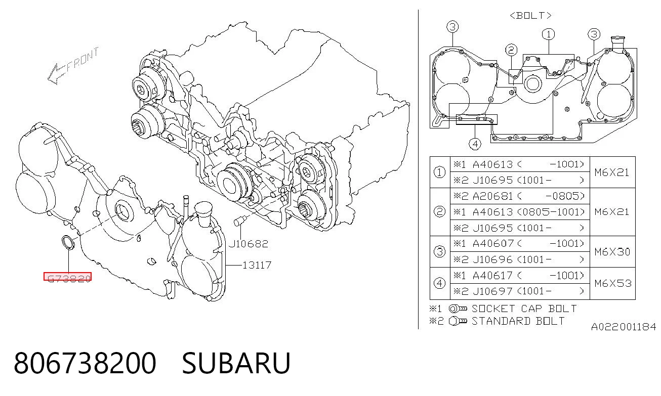 806738200 Subaru Vedação dianteira de cambota de motor