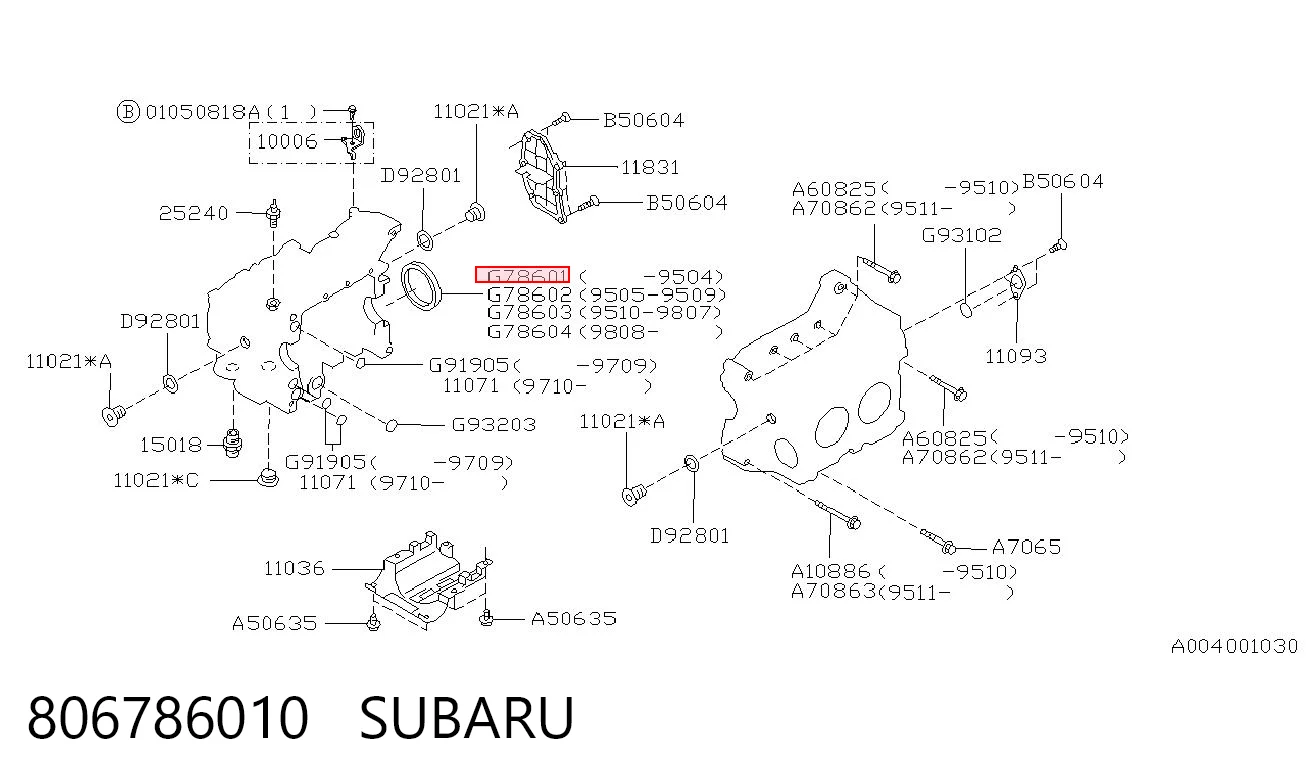 806786010 Subaru Vedação traseira de cambota de motor