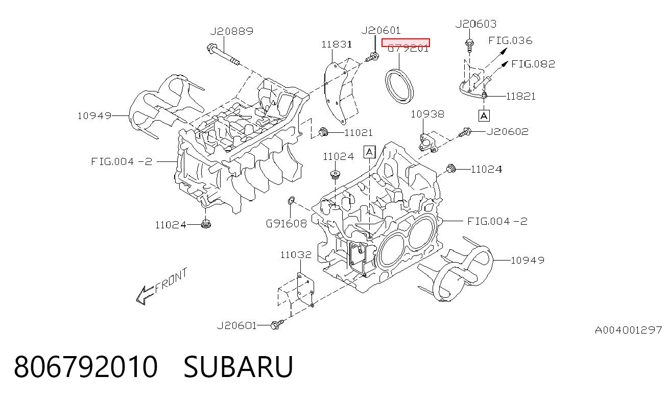 806792010 Subaru Vedação traseira de cambota de motor