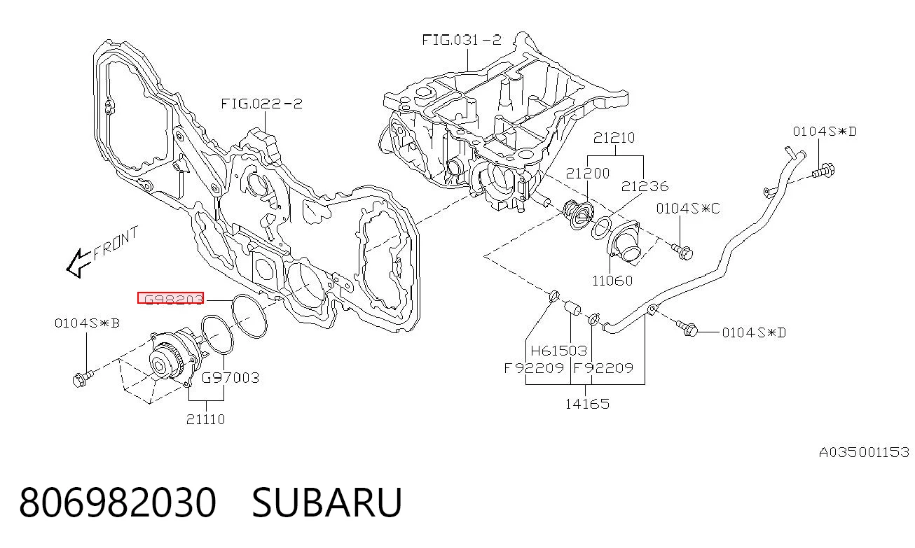 806982030 Subaru Vedante de bomba de água