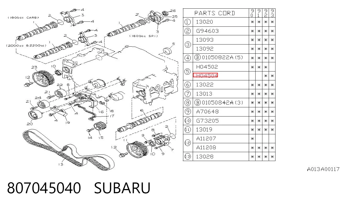 807045040 Subaru Tampão da rolha da árvore distribuidora