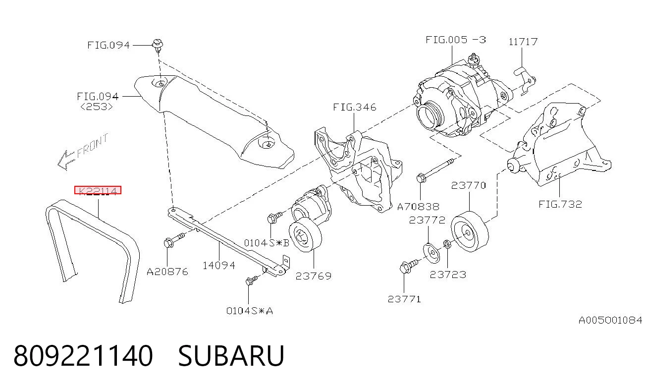 809221140 Subaru Correia dos conjuntos de transmissão