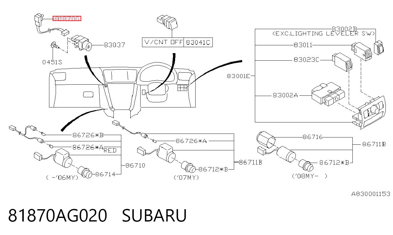 81870AG020 Subaru 