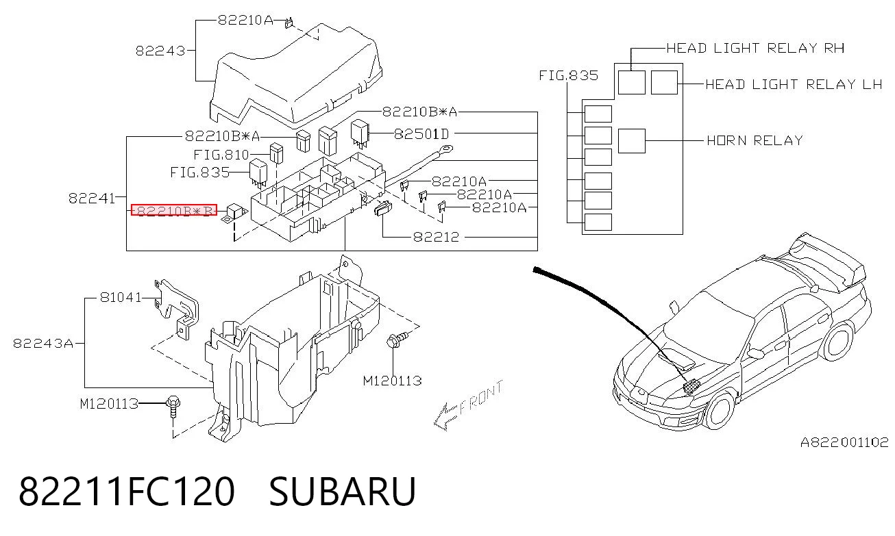 82211FC120 Subaru Dispositivo de segurança