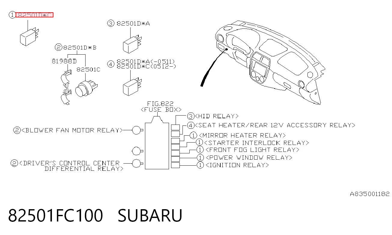 82501FC100 Subaru Relê de pisca-pisca