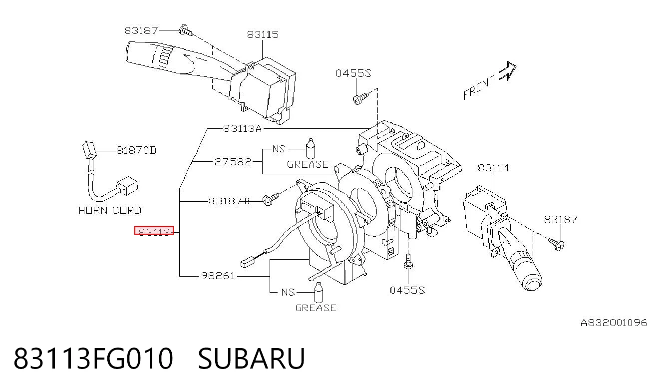Comutador instalado na coluna da direção, montado Subaru Impreza III GR ao melhor preço