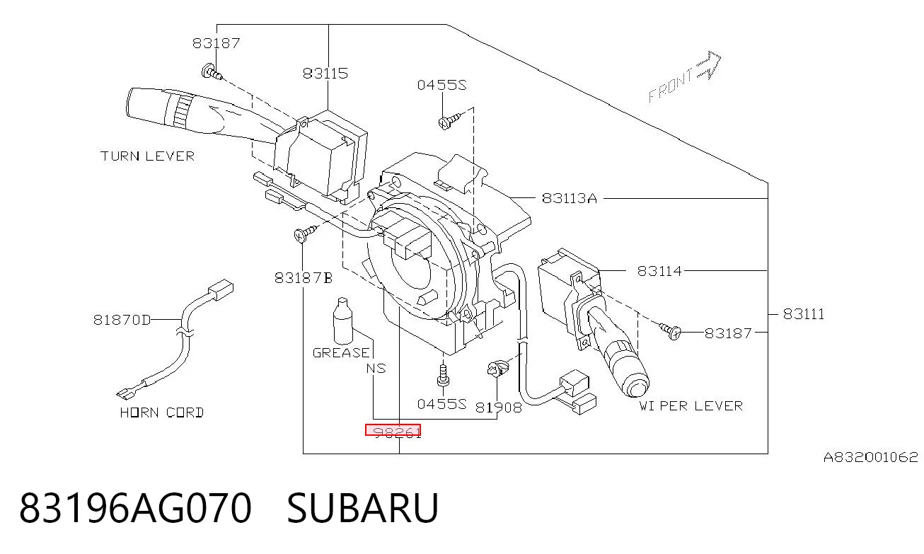 Anel AIRBAG de contato, cabo plano do volante Subaru Forester III S12, SH ao melhor preço